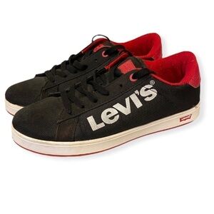 LEVI’S Sz 6 Youth Sneakers Logo Shoes Black / Red